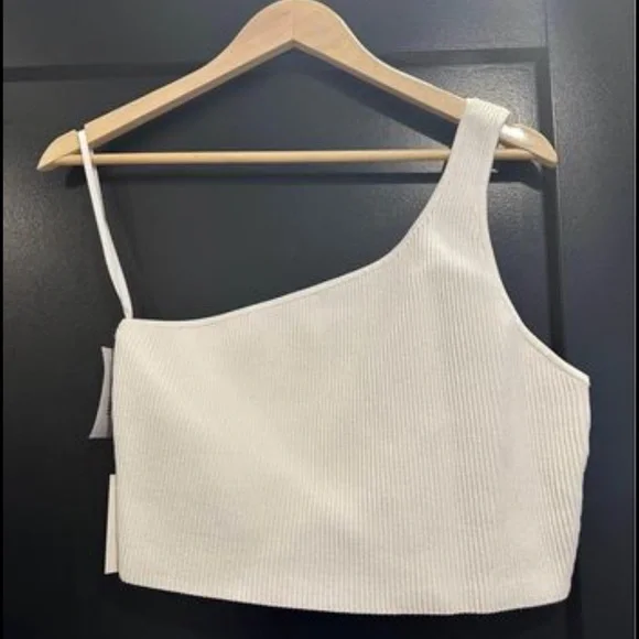 Aritzia Babaton one shoulder ribbed crop top - Picture 1 of 2